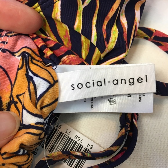 NWT Social Angel Palm Print One Piece Swimsuit, M - Picture 7 of 9